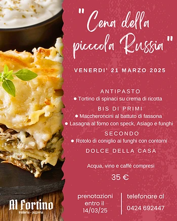 cena della piccola russia alla trattoria pizzeria 