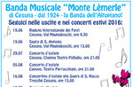 Programma concerti estivi BANDA "MONTE LEMERLE" di Cesuna, giugno-agosto 2016
